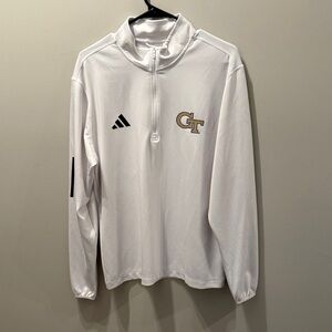 Adidas Georgia Tech White Long Sleeve Quarter zip  with GT Logo